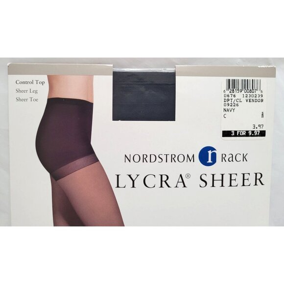 VTG Lot of 3 Nordstrom Rack Support Sheer Control Top Pantyhose Navy Size C NOS - Picture 3 of 9
